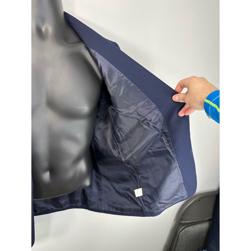 Pendleton Womens Virgin Wool Navy Blazer Size 14 Lined One Button Classic - Picture 9 of 13